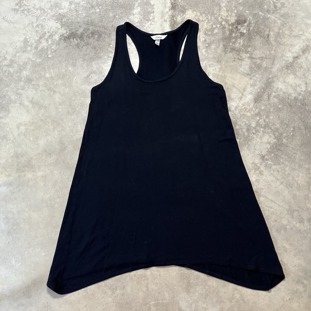 Soma Shirt Womens Size Medium Black Racer Back Tunic Pullover‎ Modal Blend